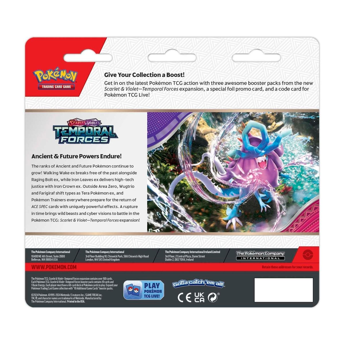 Pokémon TCG: Scarlet & Violet-Temporal Forces 3 Booster Packs & Promo Card